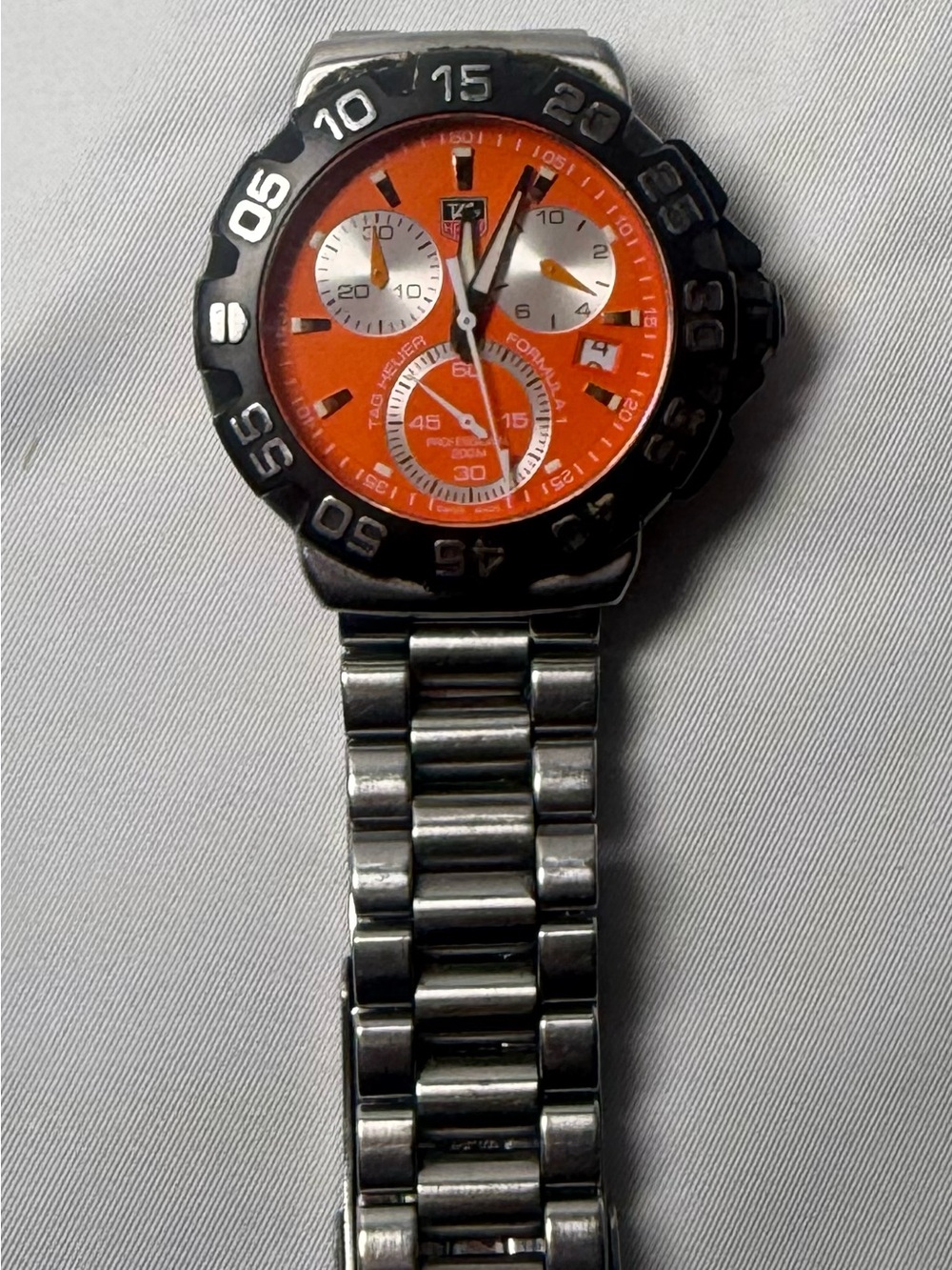 Tag Heuer Orange Dial Stainless Steel Chronograph Watch